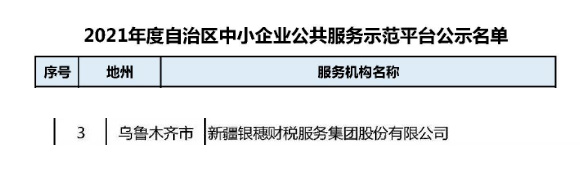 银穗财税集团连续六年被认定为自治区中小企业公共服务示范平台 银穗财税集团连续六年被认定为自治区中小企业公共服务示范平台